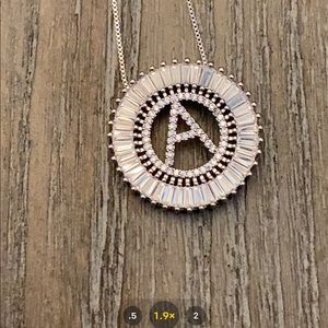 Silver Sunburst Initial Necklace Letter A